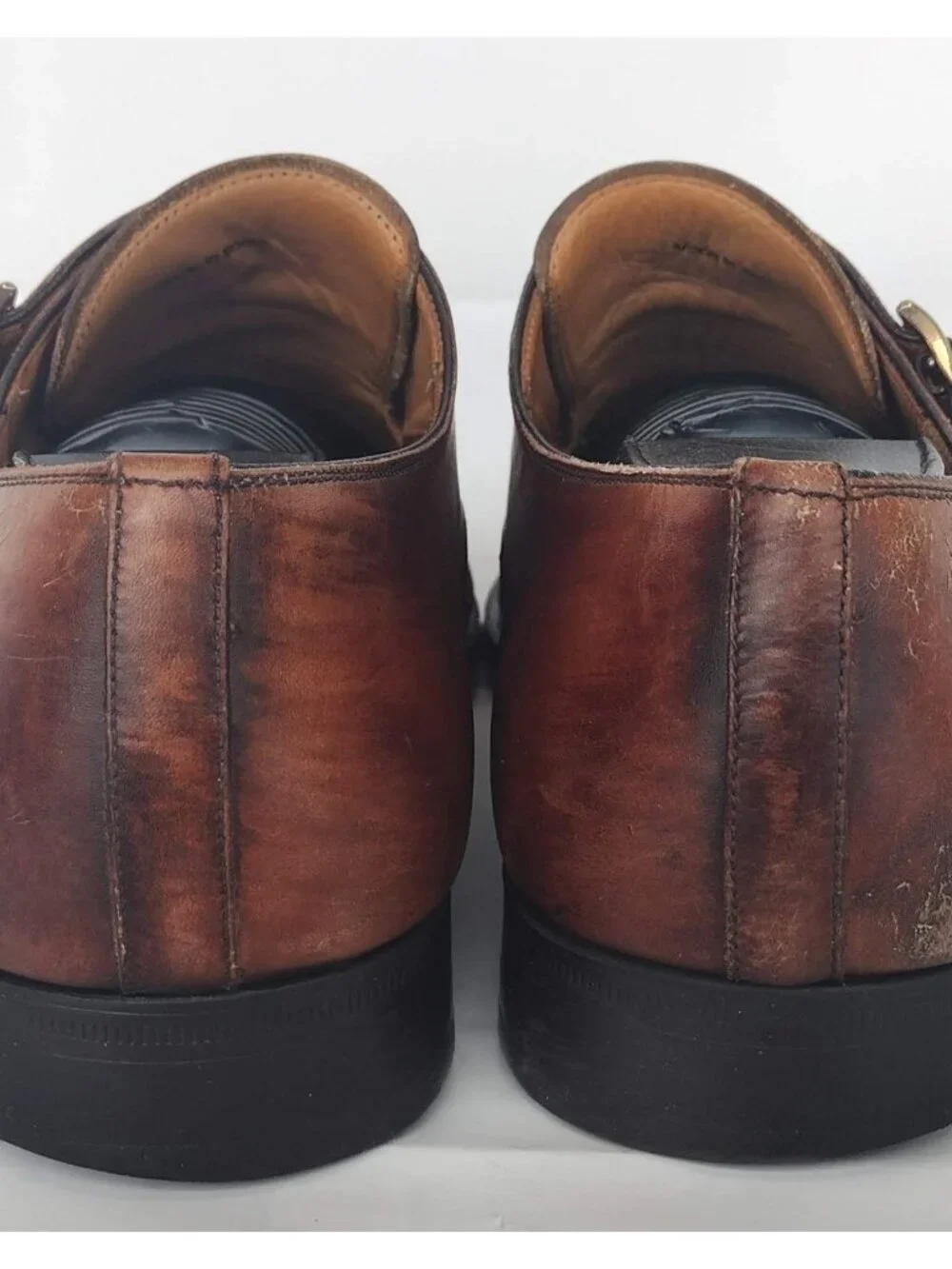 Magnanni Double Monk Strap Leather Dress Shoe Cognac Size 10  M